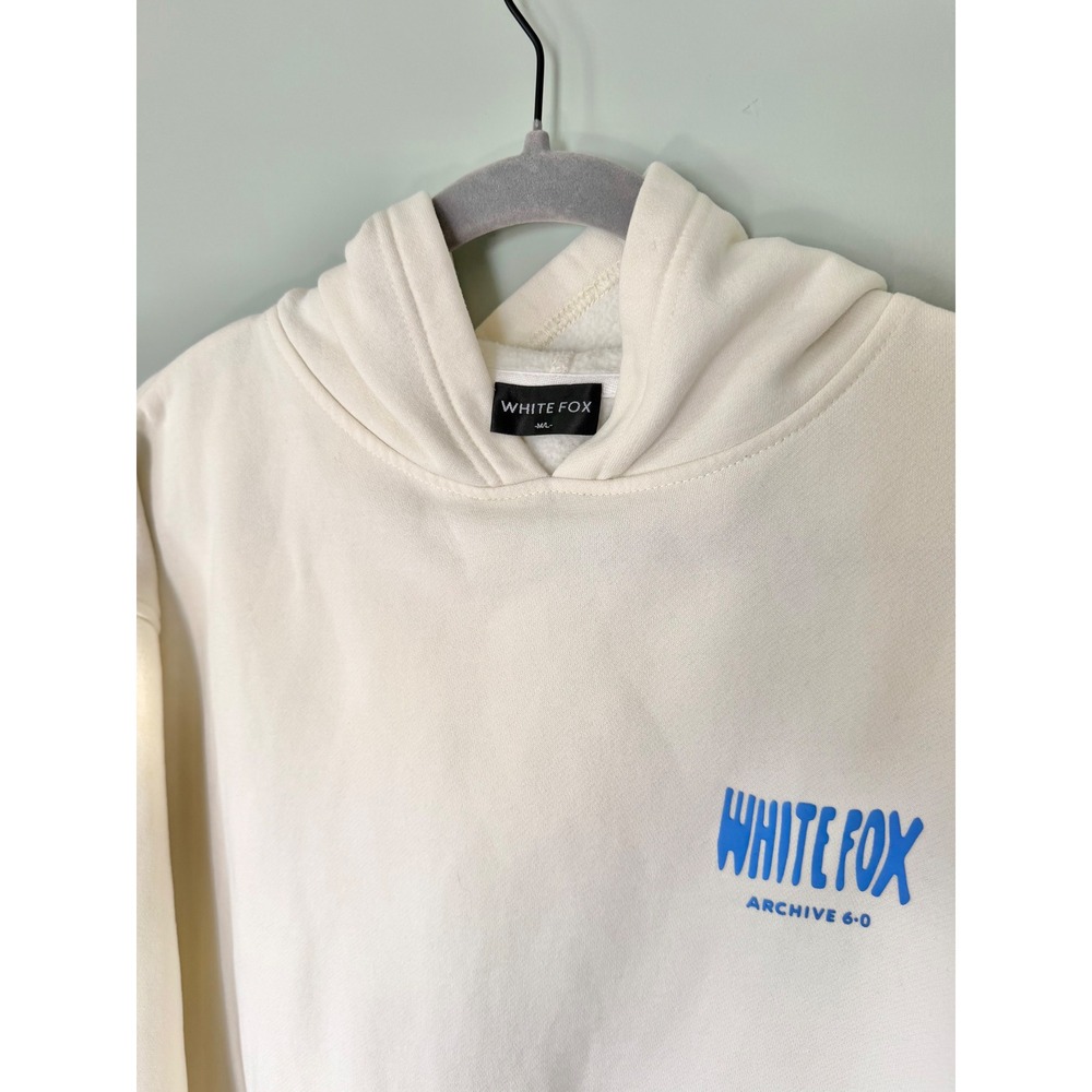 White Fox Archive 6.0 Oversized Hoodie Cream Blue Puff Print Graphic Size M/L - Picture 6 of 10